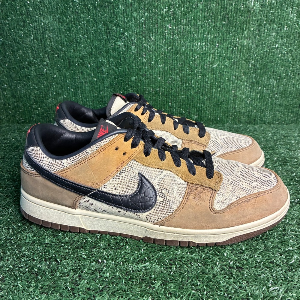 Nike Dunk Low CO.JP Brown Snakeskin Leather Mesh Streetwear Sneaker Tan Mens10.5